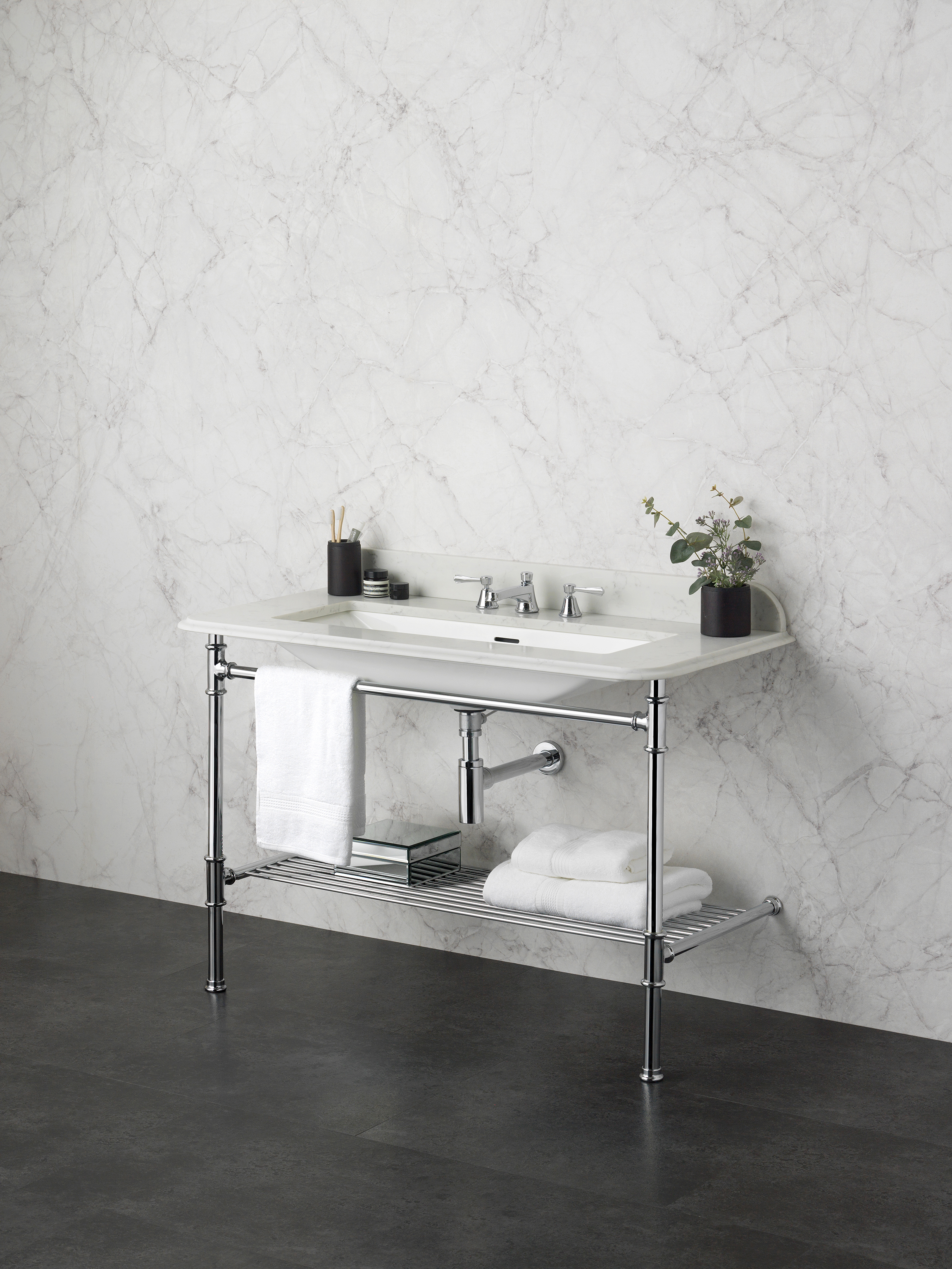 victoria + albert METALLO 113 Waschbeckenständer mit Waschbecken-MET-113-QWH-3TH-PC