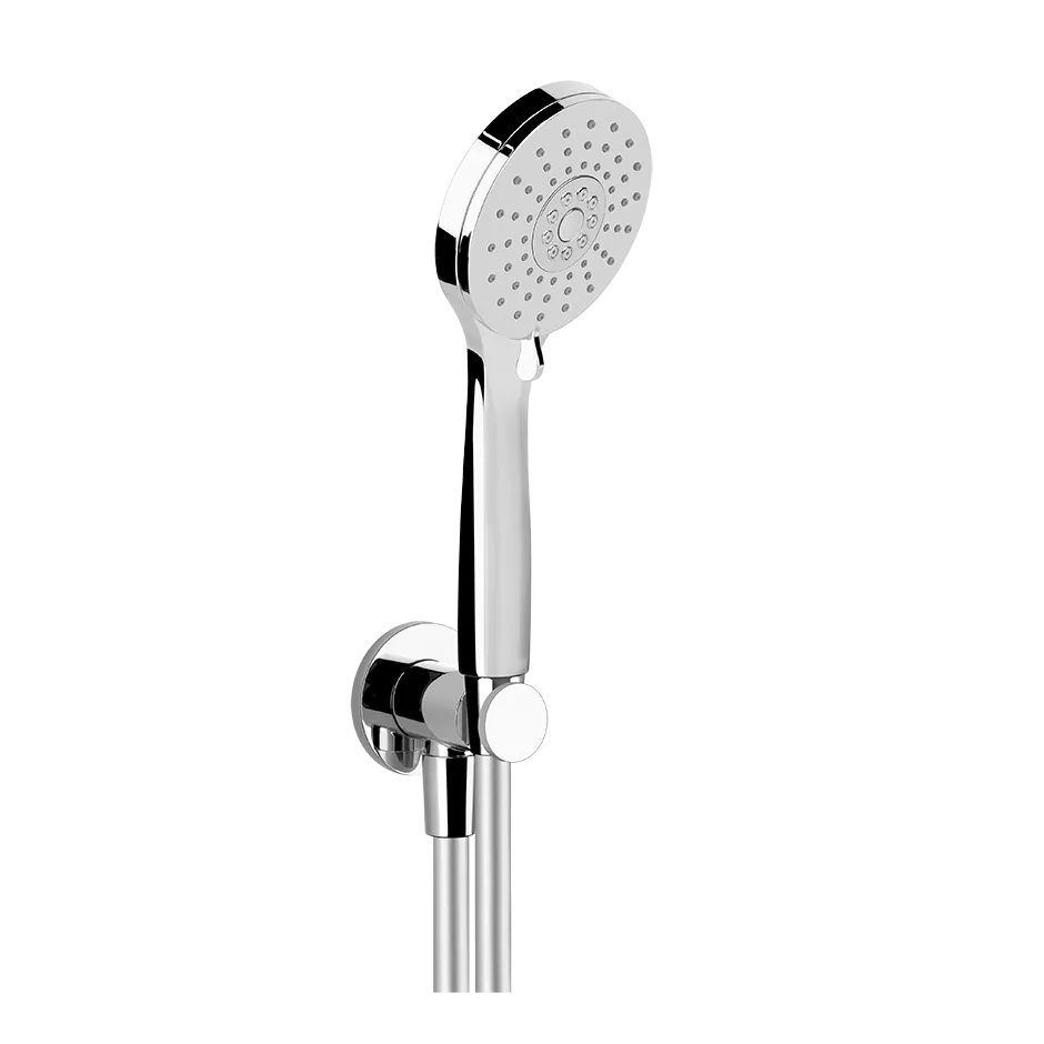 Gessi EMPORIO Brause-Set zur Wandmontage, Durchmesser: 100mm, 3-Strahl, mit Wandanschlussbogen, Halterung, Schlauch 1,50m, Antikalk-Handbrause und runder Rosette, 1/2 Anschluss, chrom - 47324031