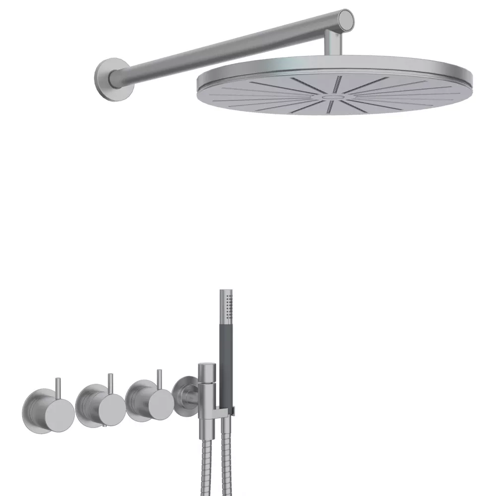 vola 5471R-061 Unterputz-Brause-Thermostat mit 2-Wege-Umstellung, Wand-Regenbrause 060, Hebel:25mm, chrom matt-5471R-061-20