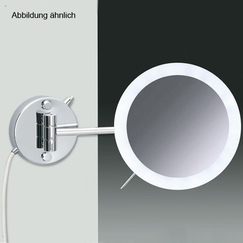 WINDISCH 99650/1 LED-Wand-Kosmetikspiegel mit Schalter 1-armig, gold/5-fach/Stecker-99650/1O5X