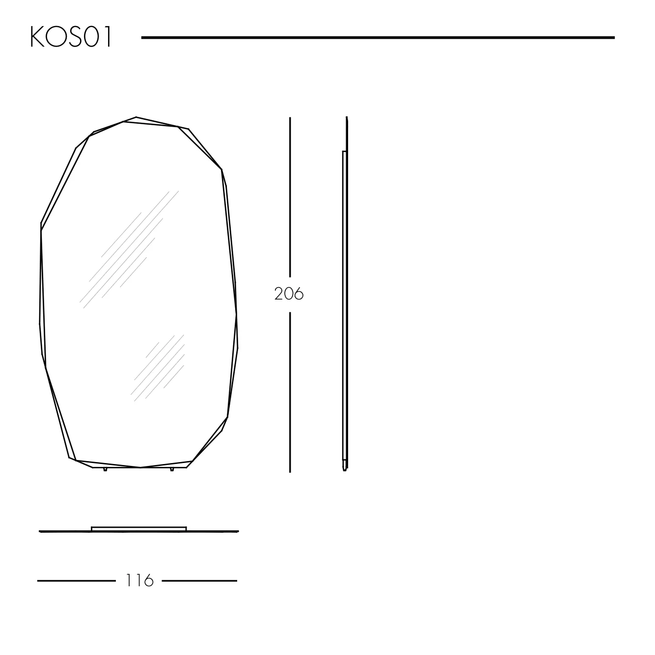 Glas Italia Kooh-I-Noor KOS01: Originalmaßzeichnung, 116 × 206 cm