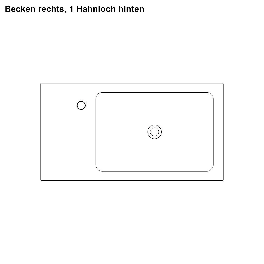 Agape 815 rechteckiges Wandbecken aus Naturstein, Breite: 80cm, Tiefe: 42,8cm, Höhe: 10cm, inklusive Ablaufgarnitur, Becken rechts, mit 1 Hahnloch hinten, bianco carrara - ACER0815084DBMC