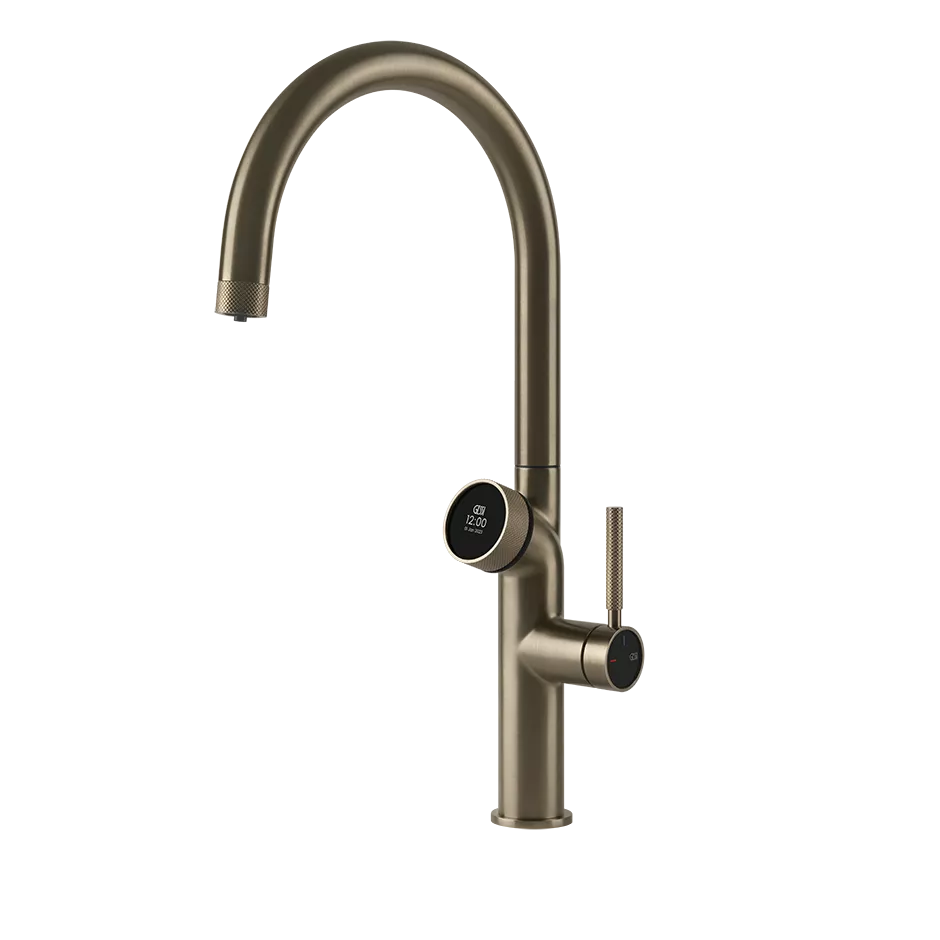 Gessi VITA GESSI Multifunktionsspender mit digitalem Wahlschalter und Einhebelmischer mit schwenkbarem Auslauf, zu kombinieren mit Kühleinheit 60802 und/oder Heißwassereinheit 60806, Finox Optik - 60720149