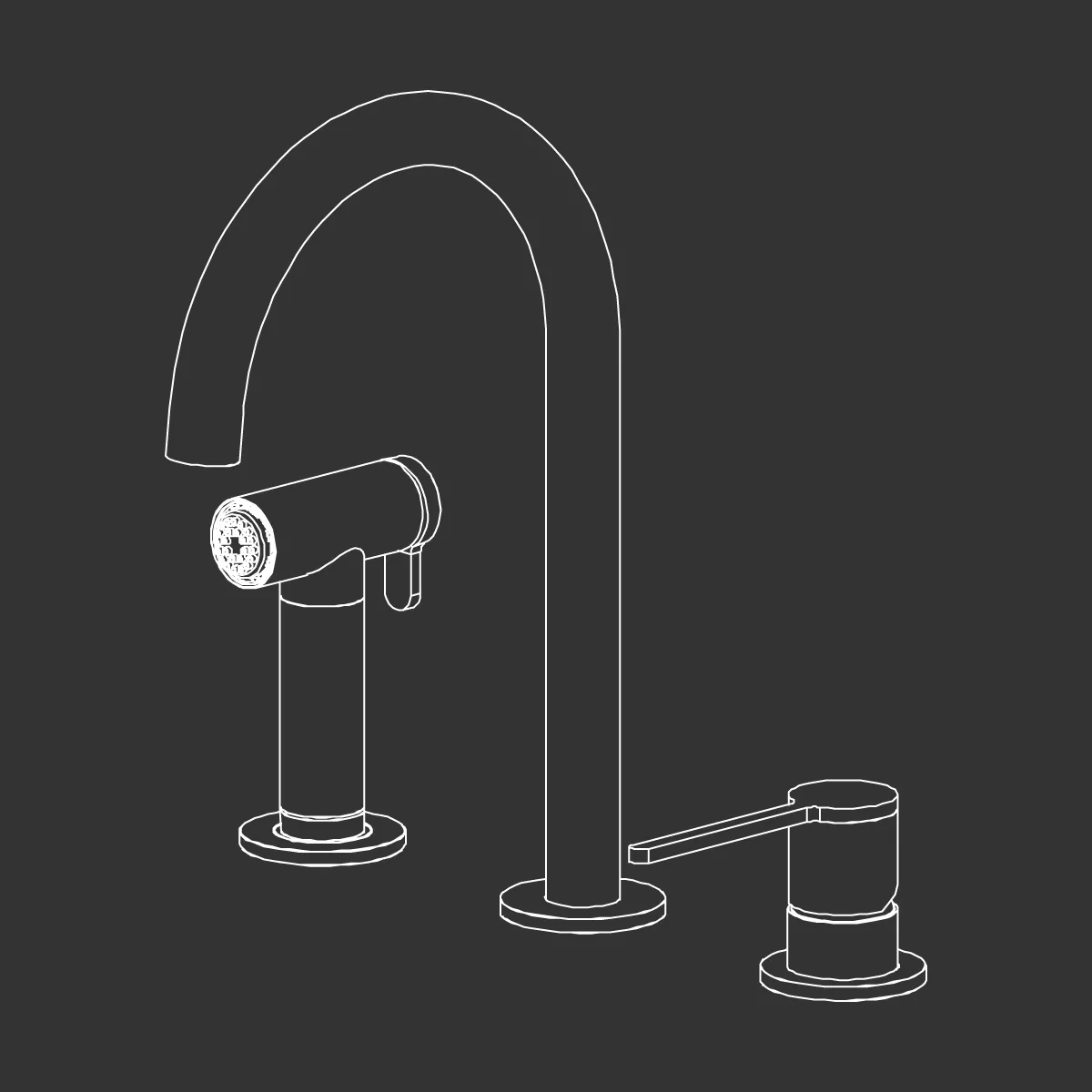 ceadesign INNOVO Dreilocharmatur mit schwenkbarem Auslauf und herausziehbarer Handbrause, Ausladung: 146mm, automatischer Umsteller, edelstahl satiniert-INV94S