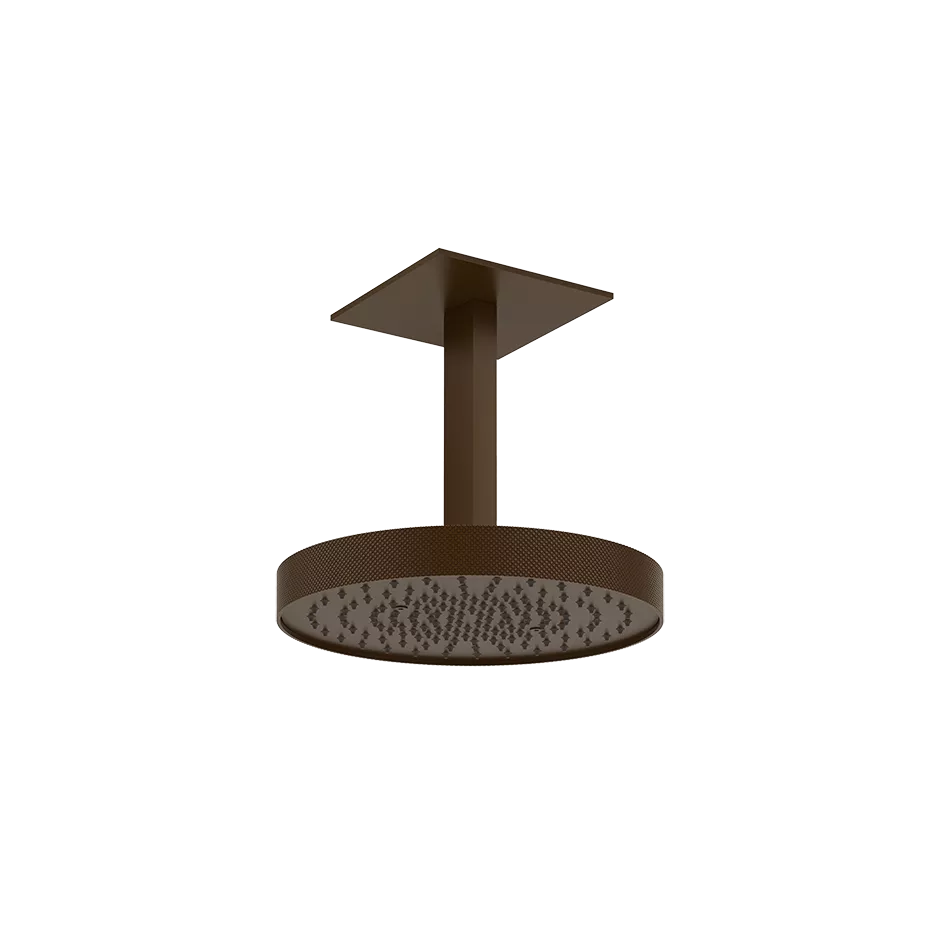 Gessi ANELLO schwenkbare Kopfbrause zur Deckenmontage, Durchmesser: 300mm, mit Gelenk, Deckenarm 110-1900mm (Sondermaß angeben) und quadratischer Rosette 160mm, Funktion: Regen, 1/2 Anschluss, Oberfläche Diamantato, dunkles bronze - 63470845
