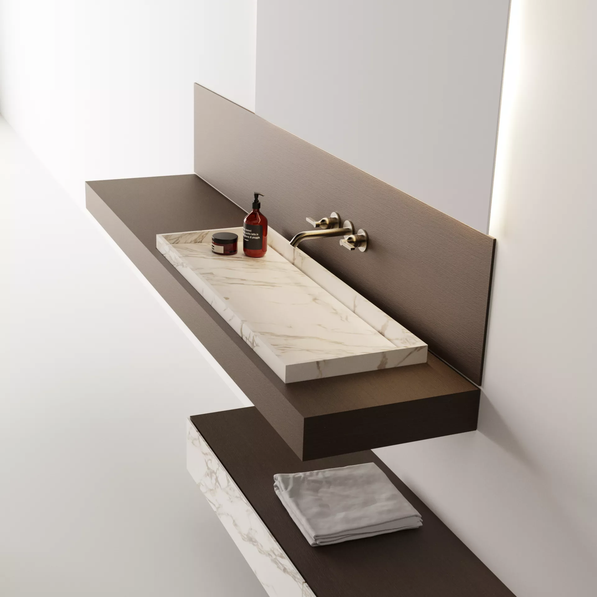 Agape 004 Aufsatzbecken aus Naturstein, Breite: 100cm, inklusive Ablaufventil, bianco carrara - ACER004100MC