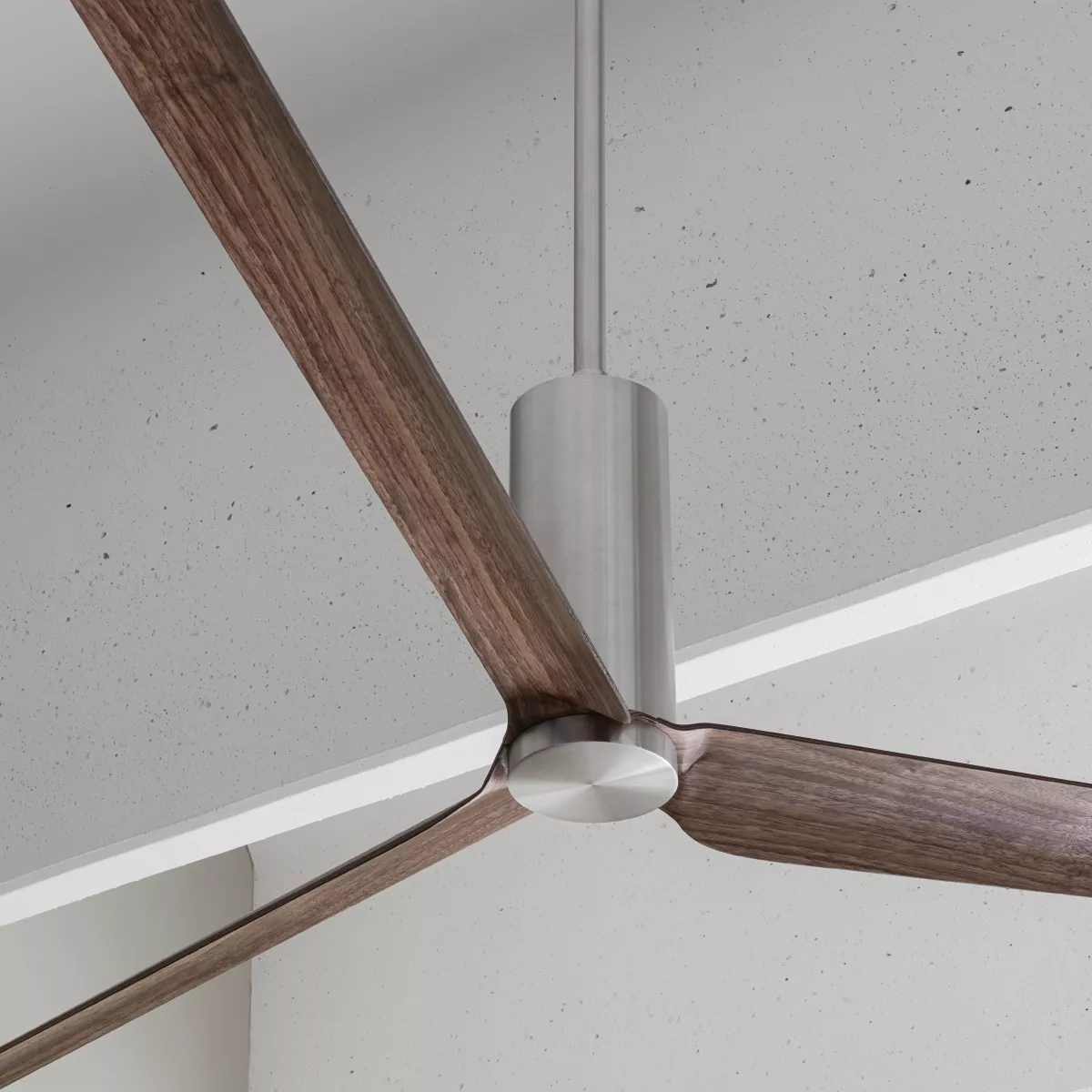 cea ARC01 Deckenventilator mit Fernbedienung, Durchmesser: 2100mm, Blätter aus Canaletto Nussbaum und Kohlefaser, edelstahl satiniert-ARC01NS
