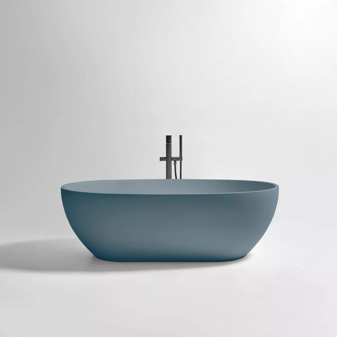 antoniolupi REFLEXLIGHT freistehende Badewanne aus Flumood®, 169x89x53cm, Wanneninnenraum weiß matt, außen lackiert in mamba-REFLEXLIGHT-5-MAMBA