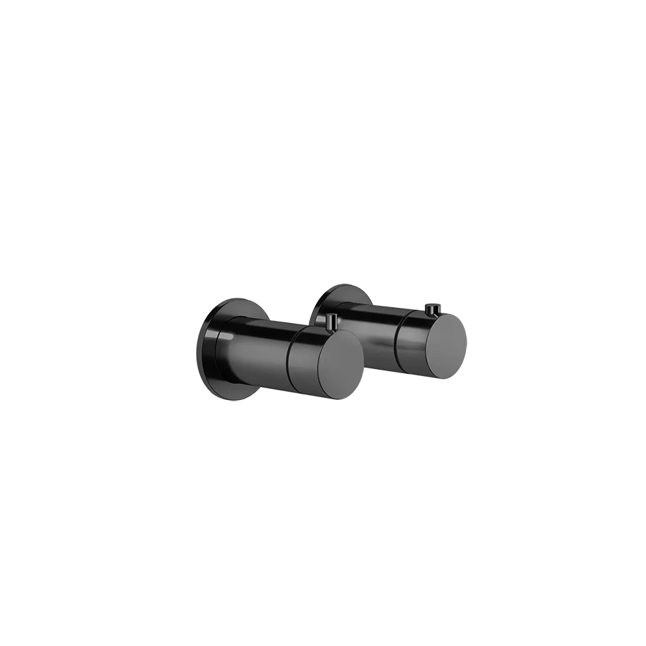 Gessi ANELLO Außenteil für Unterputz-Thermostat, 1-Weg, mit Thermostatkartusche, Rückflussverhinderer und einzelnen runden Rosetten, metall schwarz PVD - 63331706