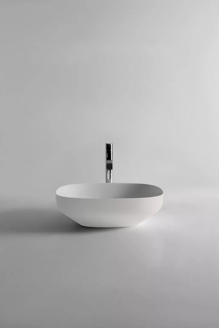 antoniolupi AGO Aufsatzbecken aus Flumood®, Breite: 50cm, Tiefe: 45cm, Höhe: 15cm, innen weiß matt, außen lackiert nach antoniolupi Farbkarte-AGO3-5-DIV
