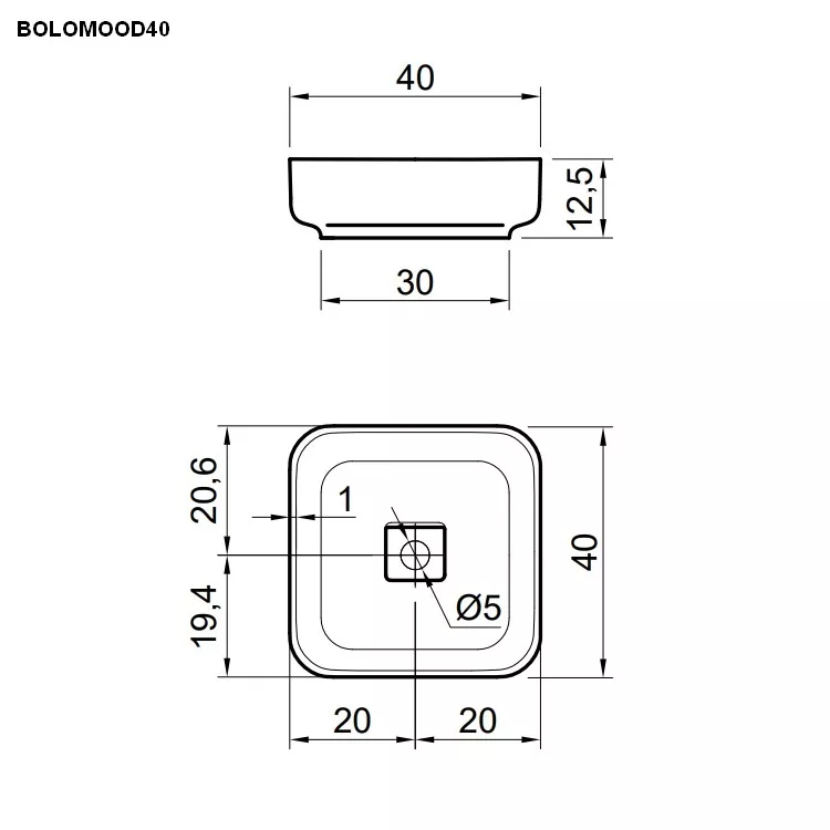 antoniolupi BOLOMOOD quadratisches Aufsatzbecken aus Flumood®, 40x40cm, weiß matt-BOLOMOOD40-2