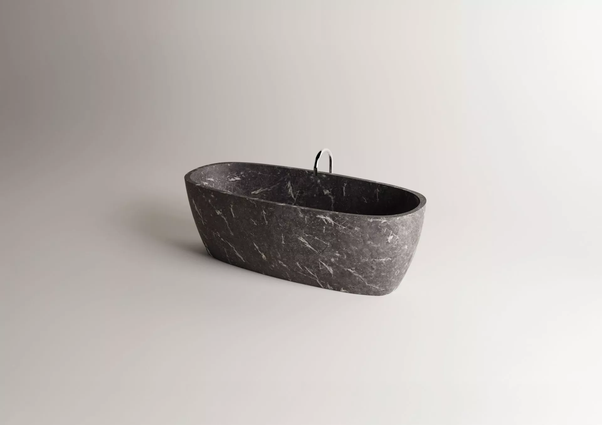 Agape DEEP freistehende Badewanne aus Naturstein, Breite: 180cm, Tiefe: 80cm, Höhe: 60cm, grigio carnico - AVAS0905GC