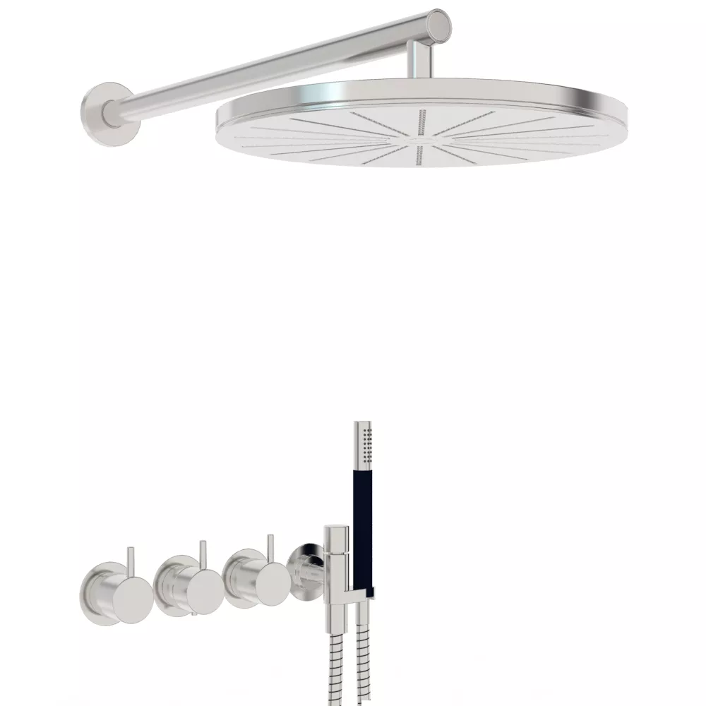 vola 5471R-061 Unterputz-Brause-Thermostat mit 2-Wege-Umstellung, Wand-Regenbrause 060, Hebel:25mm, chrom-5471R-061-16