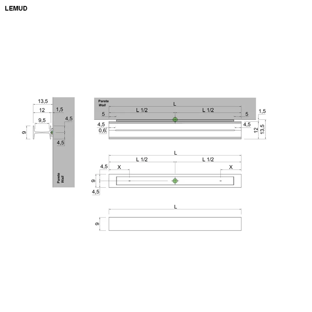 antoniolupi LETTERAMUTA beleuchtete Wandablage-LEMUD11199-6-NERO-4000