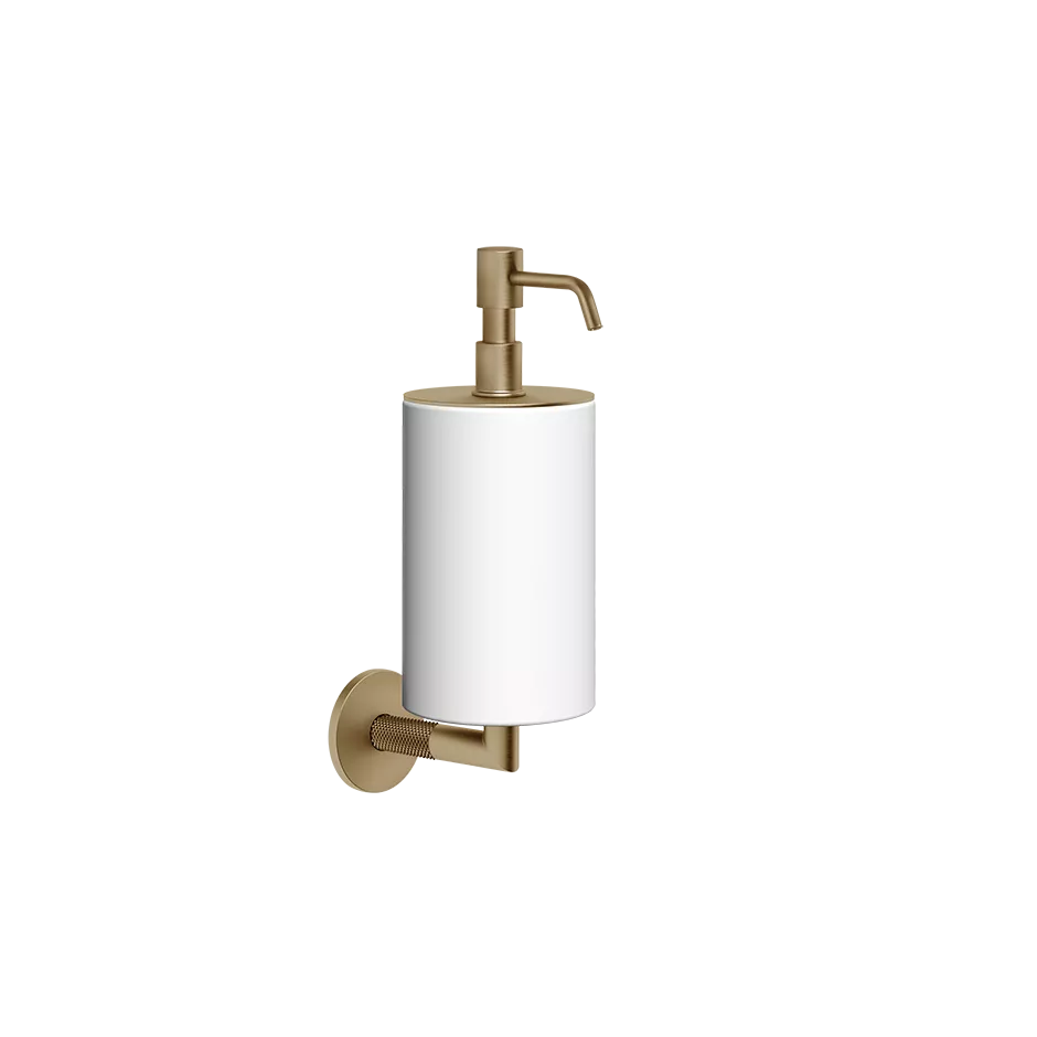 Gessi ANELLO Seifenspender zur Wandmontage, mit weißem Behälter, warmes bronze gebürstet PVD - 63713726