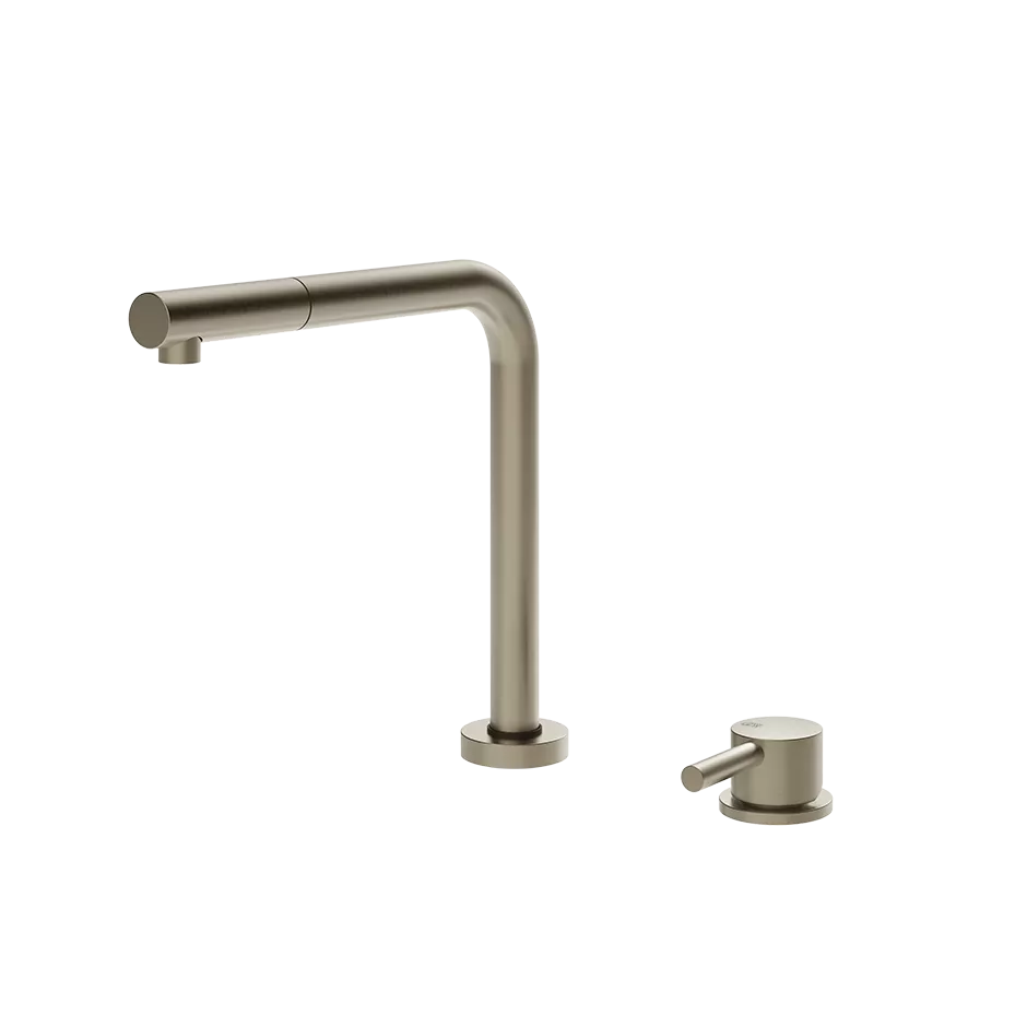 Gessi SU&GIU' Einhebelmischer mit separater Bedienung, senkbarem Schwenkarm und Auszugsbrause mit 1 Strahlfunktion, Finox Optik - 50109149