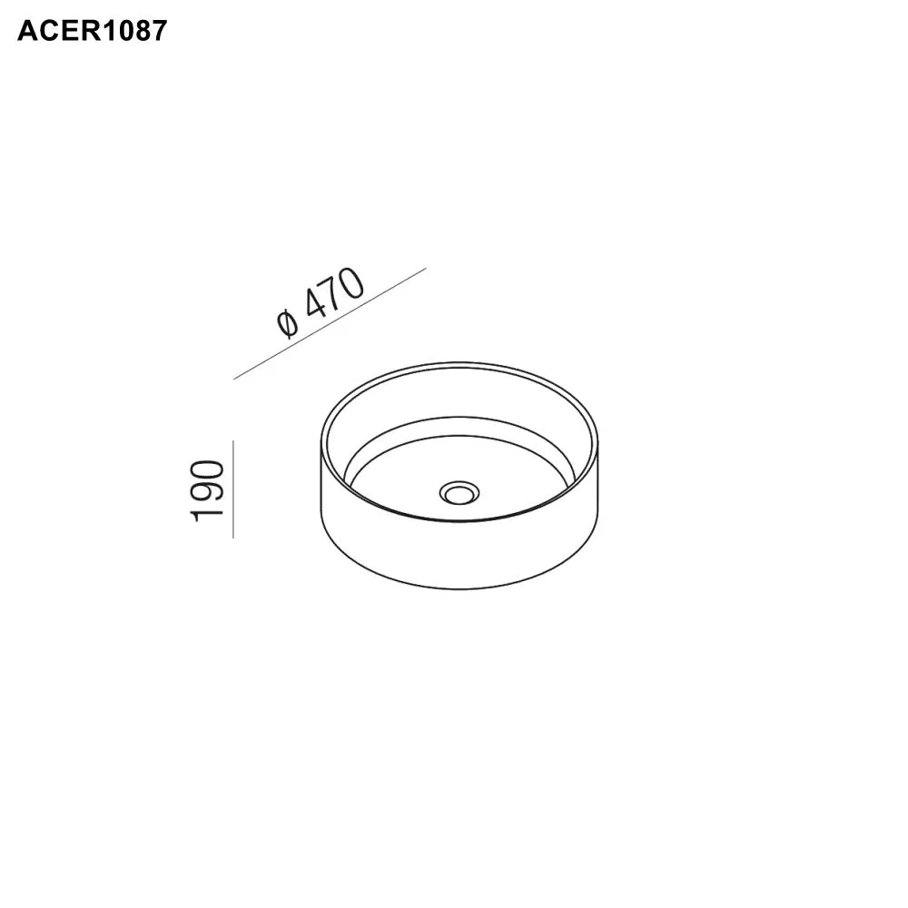 Agape BJHON 1 rundes Aufsatzbecken aus Naturstein, Durchmesser: 47cm, Höhe: 19cm, inklusive Ablaufgarnitur, nero marquinia - ACER1087NM