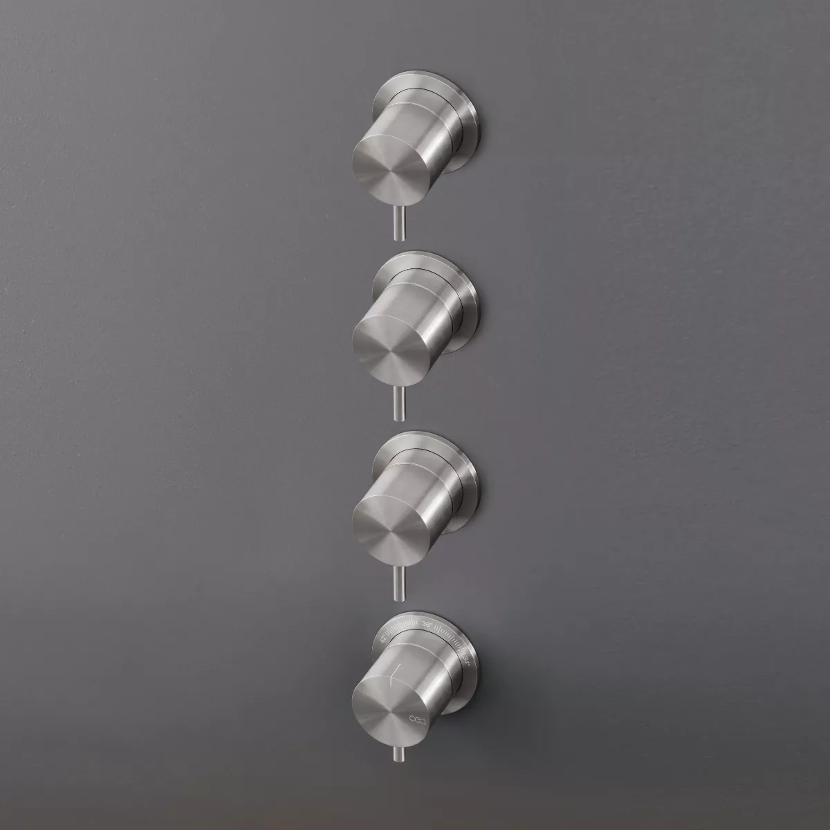 cea MIL 123 Wand-Thermostat mit 3 Absperrventilen, high water flow, edelstahl satiniert-MIL123S
