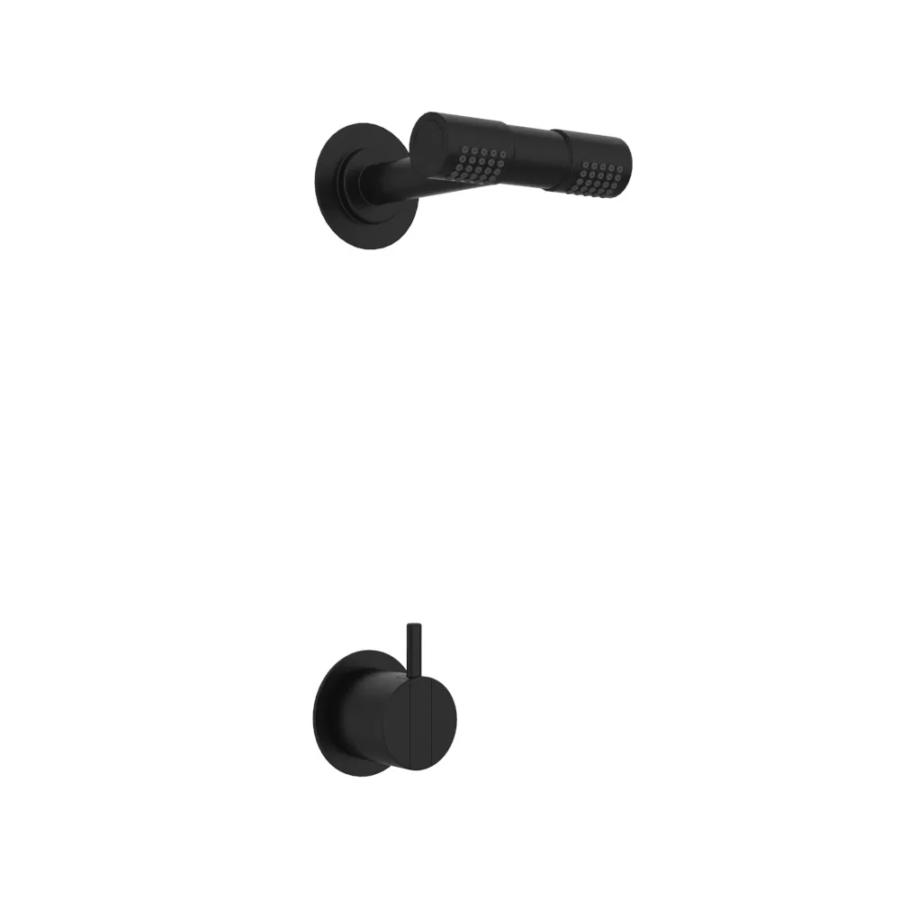 vola 2281D Unterputz-Brause-Einhebelmischer mit Wand-Doppel-Kopfbrause 080D, Hebel: 25mm, inklusive Einbauteil, schwarz matt - 2281D-27 vola 2281D Unterputz-Brause-Einhebelmischer mit Wand-Doppel-Kopfbrause 080D, Hebel: 25mm, inklusive Einbauteil, schwarz matt - 2281D-27