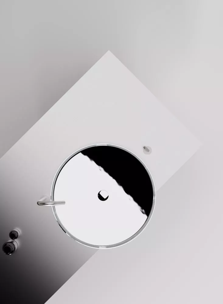 Agape UFO Aufsatzbecken aus Edelstahl, Durchmesser: 60cm, Höhe: 9,5cm, inklusive Ablaufgarnitur, edelstahl poliert - ACERUFO95A