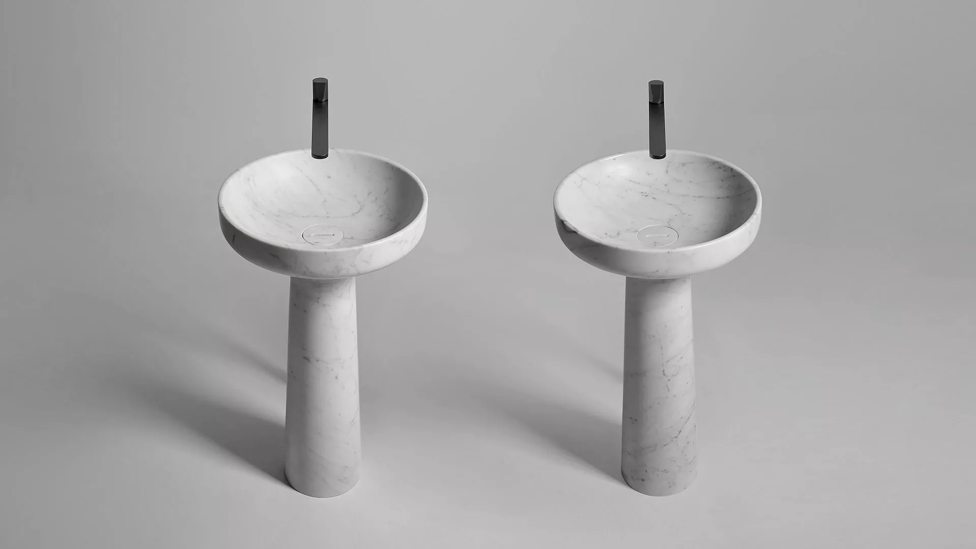 antoniolupi AGO freistehendes Waschbecken aus Naturstein, Durchmesser: 50cm, Höhe: 85cm, bianco carrara-AGO185-BIANCOCARRARA