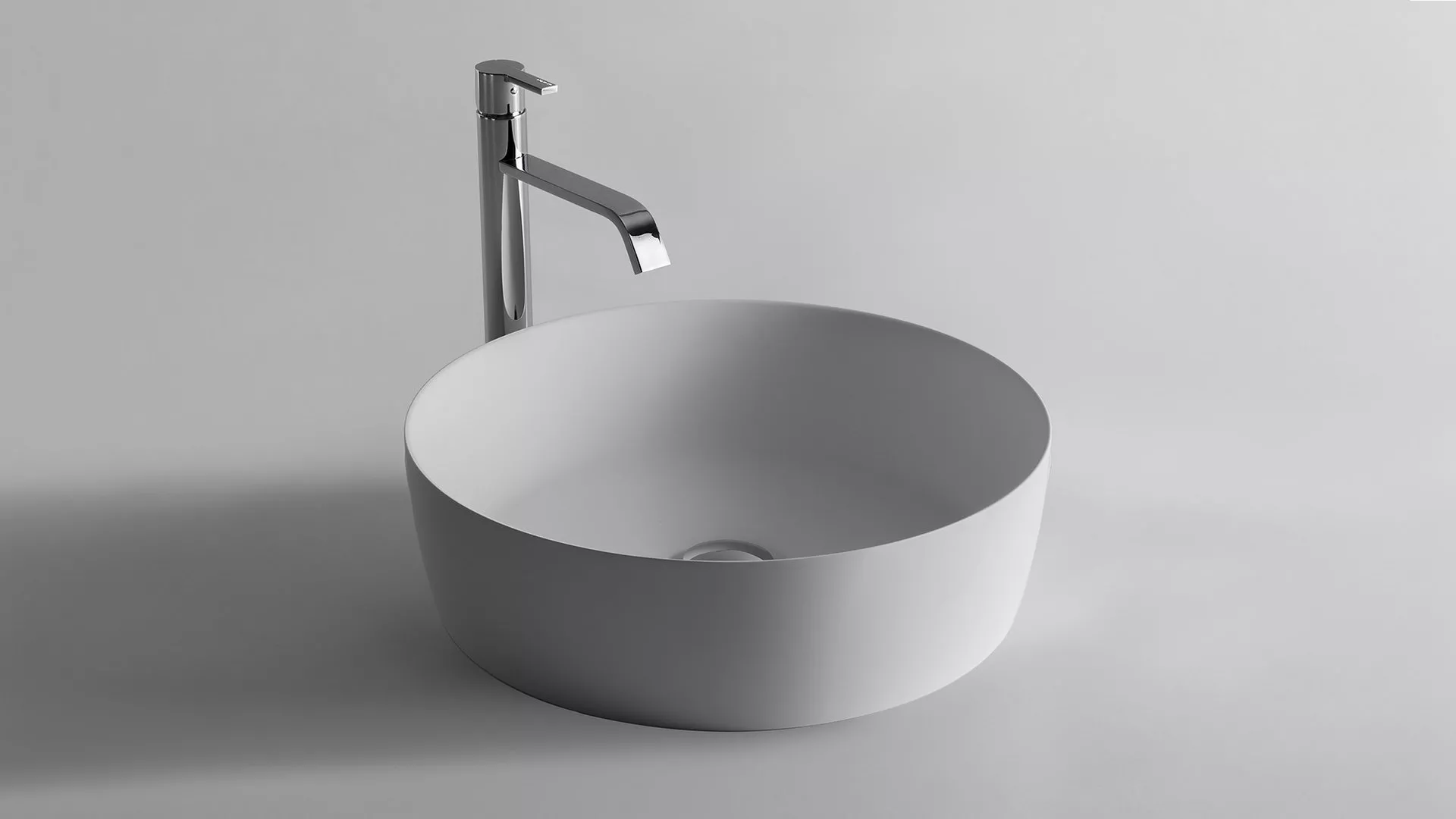 antoniolupi CATINO rundes Aufsatzbecken, D:50cm, weiß matt, Ablaufgarnitur weiß matt-CATINO