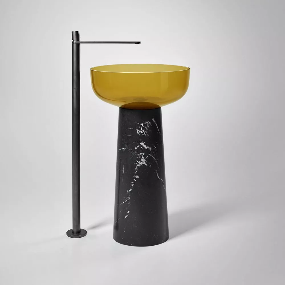 antoniolupi ALBUME Standsäule aus Marmor, D:28cm, H:65,5cm-ALBUME21-NEROMARQUINIA