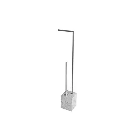 antoniolupi BIVIOCOMBI Toilettenpapierhalter und Bürstenhalter mit Basis aus Naturstein bianco carrara, Struktur edelstahl satiniert - BIVIOCOMBI1-8-MC-SA antoniolupi BIVIOCOMBI Toilettenpapierhalter und Bürstenhalter mit Basis aus Naturstein bianco carrara, Struktur edelstahl satiniert - BIVIOCOMBI1-8-MC-SA