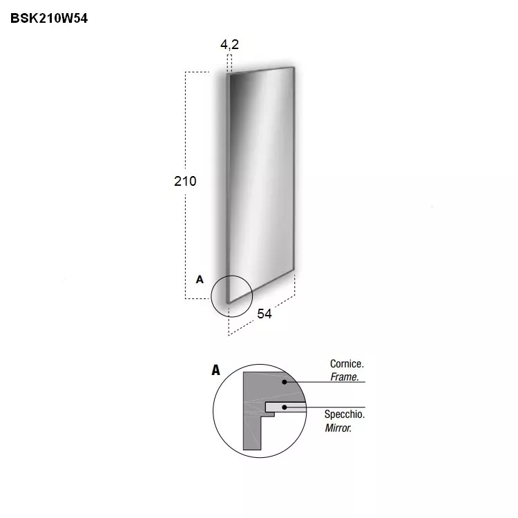 antoniolupi BESPOKE rechteckiger LED-Spiegel, 4000K-BSK210W54