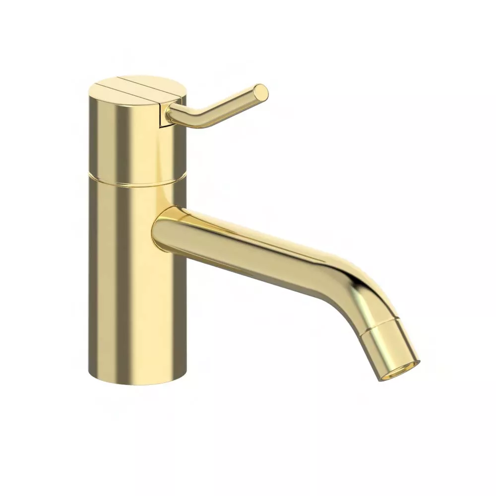 vola HV1M/150 Waschtisch-Einhebelmischer, Höhe:120mm, Ausladung:150mm, ohne Ablaufgarnitur, Hebel:60mm, messing poliert-HV1M/150-19