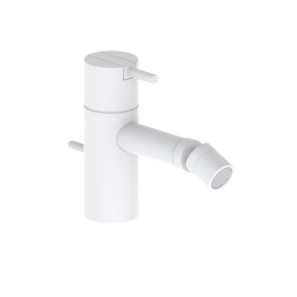 vola HV4 Bidet-Einhebelmischer, Höhe:120mm, Ausladung:114mm, mit Ablaufgarnitur, Hebel:25mm, weiß matt-HV4-28 vola HV4 Bidet-Einhebelmischer, Höhe:120mm, Ausladung:114mm, mit Ablaufgarnitur, Hebel:25mm, weiß matt-HV4-28