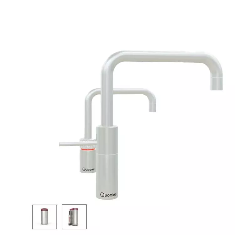 Quooker Nordic Square Twintaps Mischbatterie und Kalt- und Kochendwasserspender für Kaltwasseranschluss-22NSRVSTTCUBE