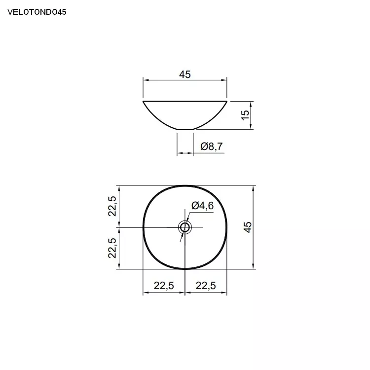antoniolupi VELOTONDO rundes Aufsatzbecken, D:45cm, weiß matt, Ablaufgarnitur weiß matt-VELOTONDO45