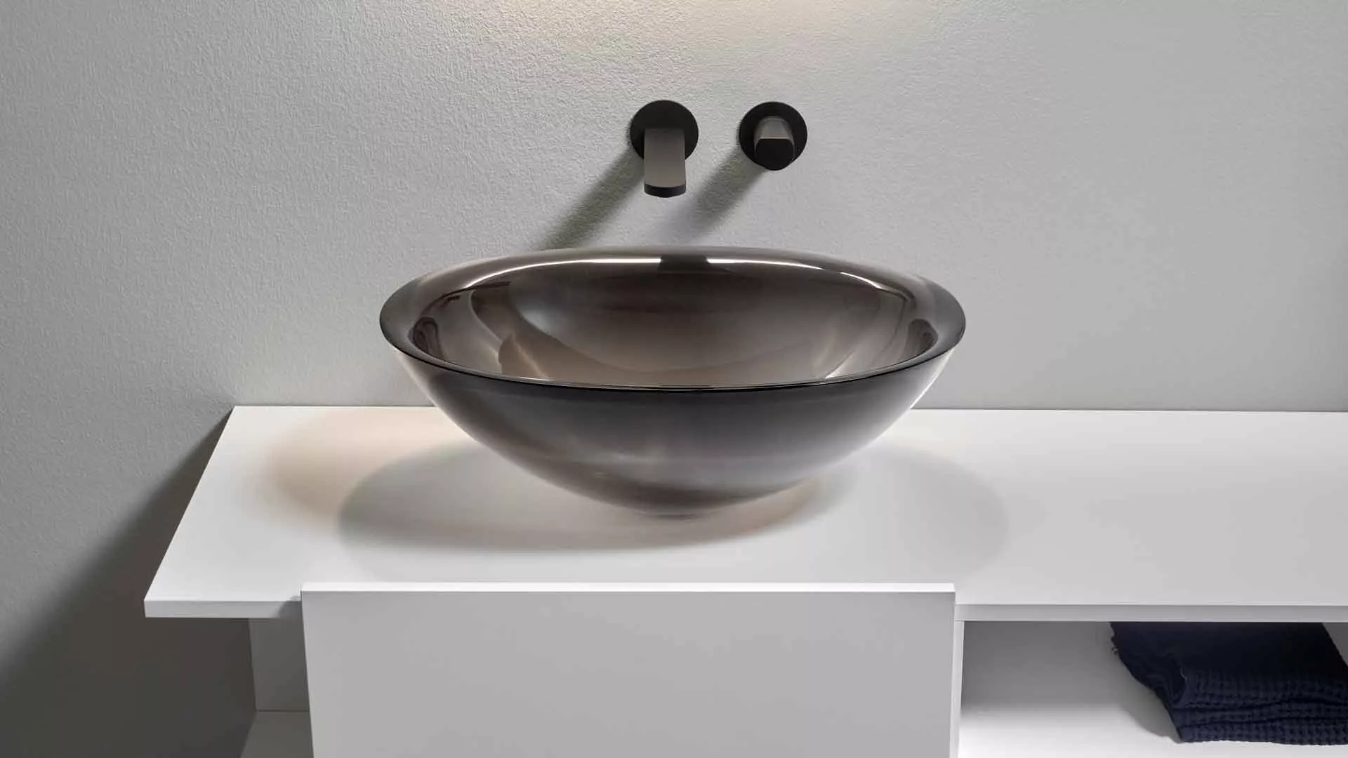 antoniolupi SERVO ovales Aufsatzbecken aus Cristalmood®, Breite: 54cm, Tiefe: 40cm, fumé-SRTR54C-FUME
