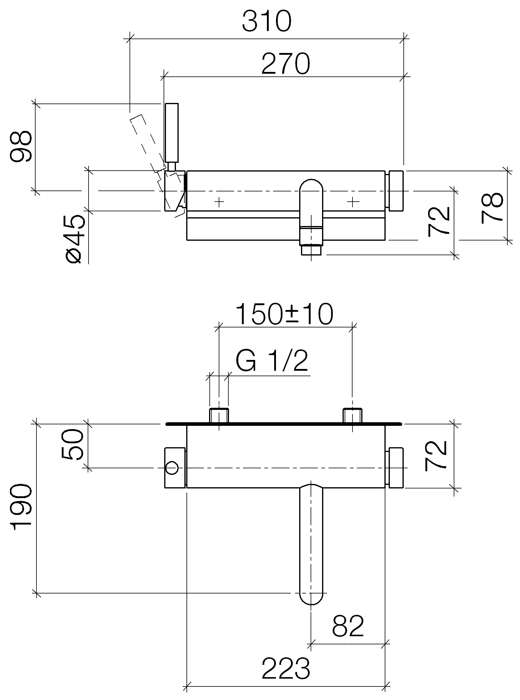 Dornbracht TARA.LOGIC Wannen-Einhandbatterie für Wandmontage ohne Garnitur, chrom-33200885-00 Dornbracht TARA.LOGIC Wannen-Einhandbatterie für Wandmontage ohne Garnitur, chrom-33200885-00