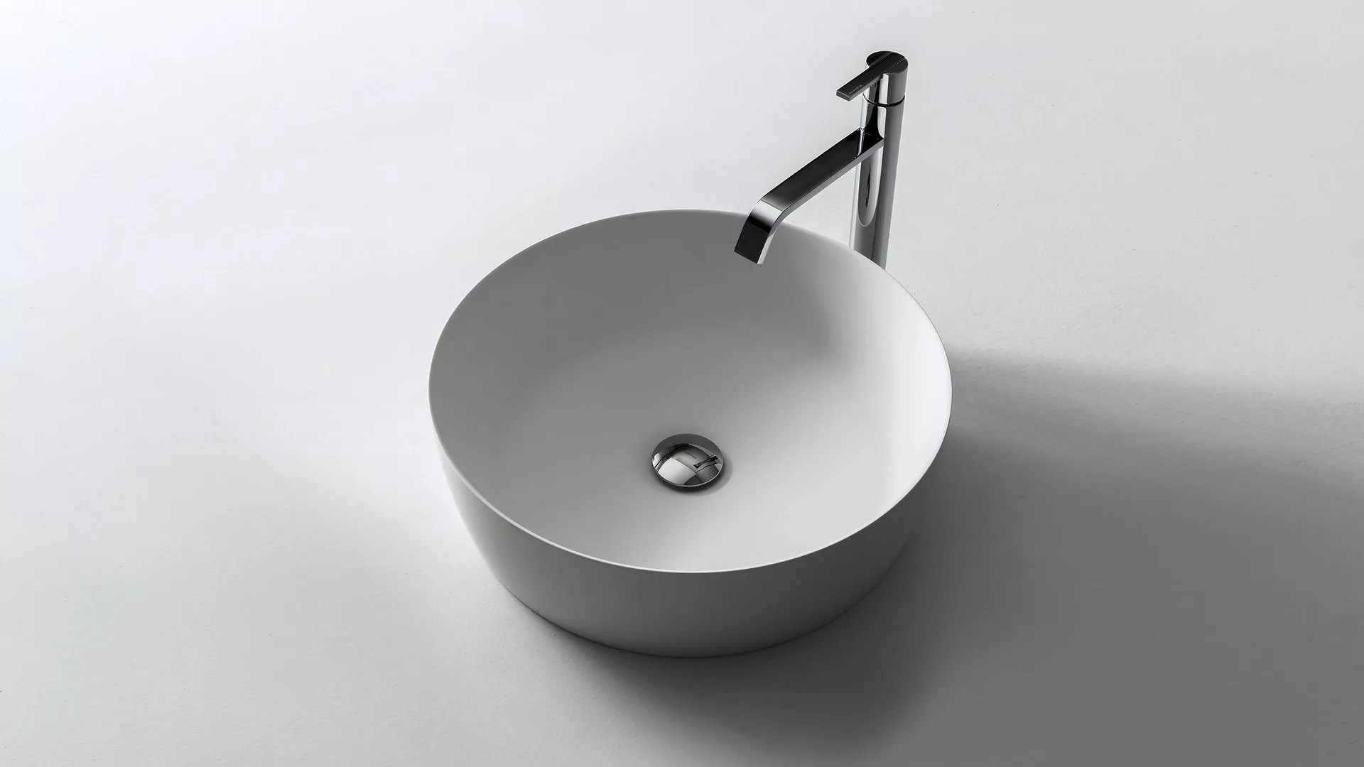 antoniolupi CATINO rundes Aufsatzbecken, D:50cm, weiß matt, Ablaufgarnitur weiß matt-CATINO