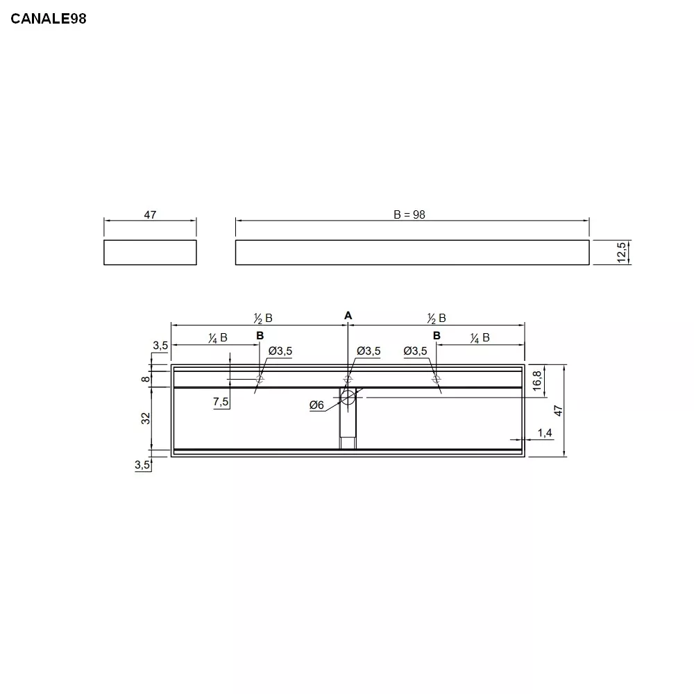 antoniolupi CANALE rechteckiger Wand-Waschtisch, 98x47cm, weiß matt-CANALE98