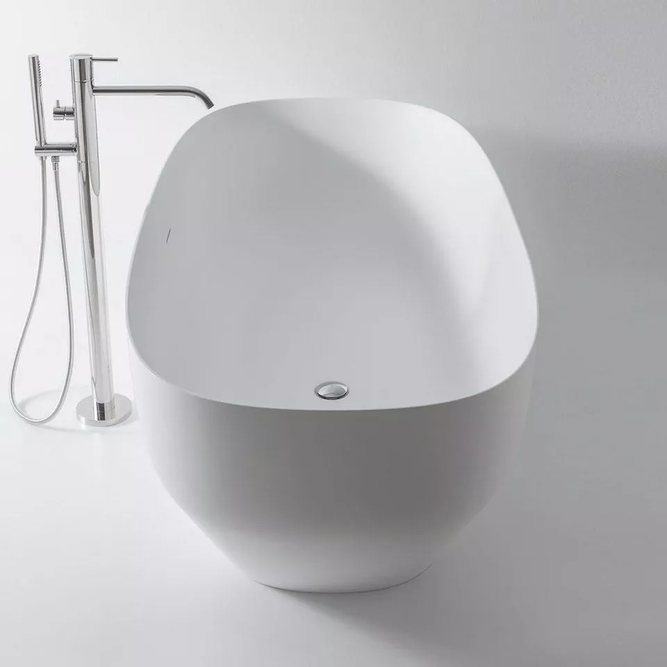 antoniolupi AGO freistehende Badewanne, 175x80x50cm, weiß matt, Ablaufgarnitur weiß matt-AGO4C
