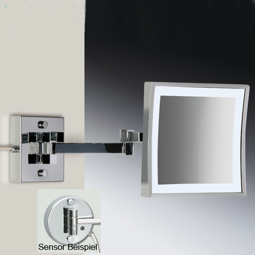 WINDISCH 99859/2 LED-Wand-Kosmetikspiegel mit Sensor 2-armig, nickel satiniert/3-fach/Direkt-99859/2SNI3XD