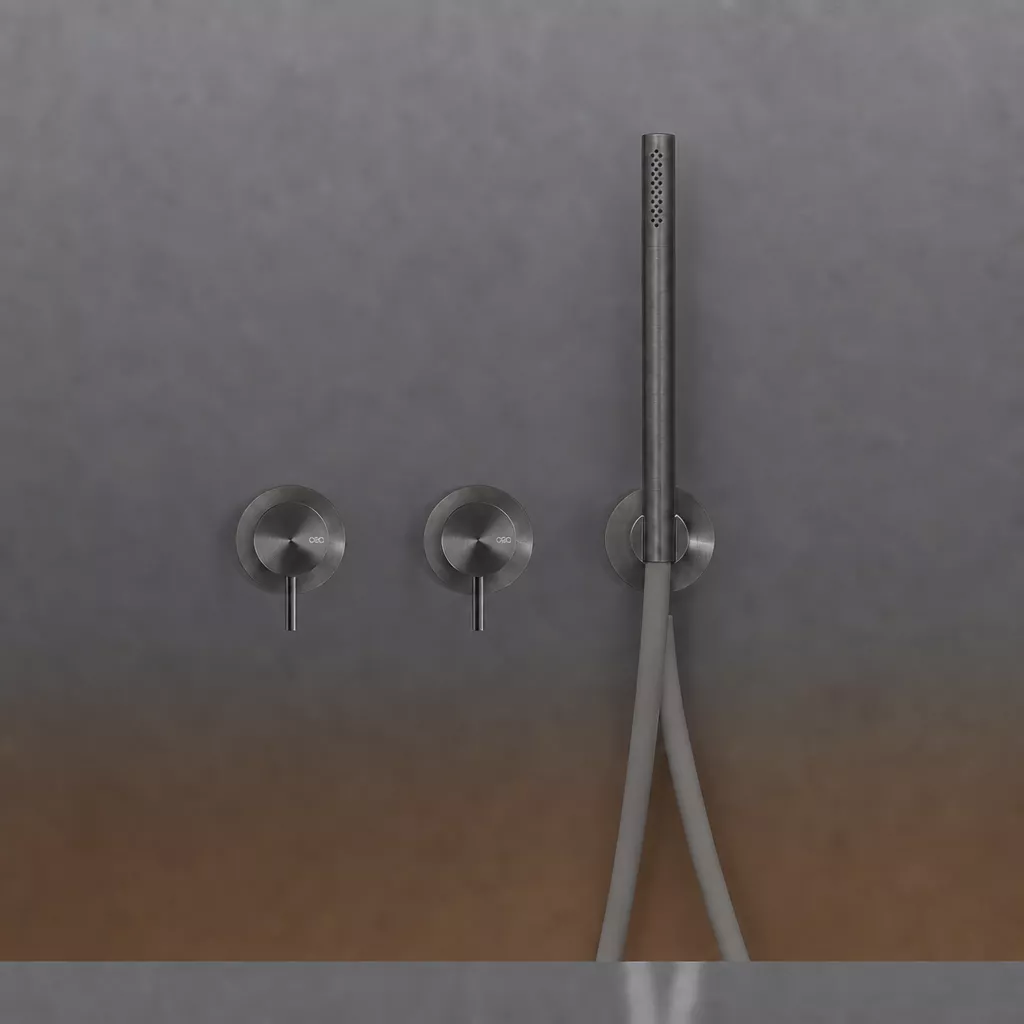 cea MIL 43 Wand-Brause-Doppel-Eingriffmischer mit Stabhandbrause, Schlauchfarbe quarzgrau nach RAL 7006, black diamond satiniert - MIL43DBKDS cea MIL 43 Wand-Brause-Doppel-Eingriffmischer mit Stabhandbrause, Schlauchfarbe quarzgrau nach RAL 7006, black diamond satiniert - MIL43DBKDS