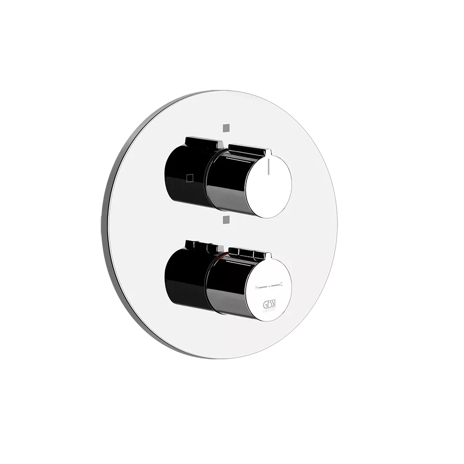 Gessi EMPORIO Fertigmontageset für Thermostat zur Wandmontage, 1-Weg, mit runder Platte, Thermostatkartusche, Filter, Vorabsperrung und Rückflussverhinderer, chrom - 38776031