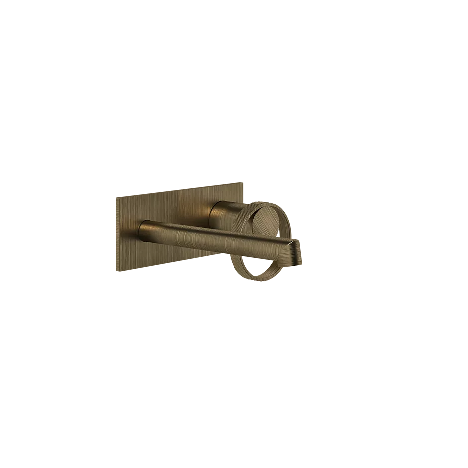 Gessi ANELLO Außenteil für Waschtisch-Einhebelmischer mit Auslauf zur Wandmontage, Ausladung: 130-160mm, mit rechteckiger Platte, ohne Ablaufgarnitur, messing antik - 63388713 Gessi ANELLO Außenteil für Waschtisch-Einhebelmischer mit Auslauf zur Wandmontage, Ausladung: 130-160mm, mit rechteckiger Platte, ohne Ablaufgarnitur, messing antik - 63388713