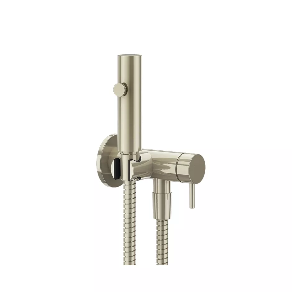 Gessi 316 Hygiene-Shut-Off-Handbrause mit Wandanschlussbogen, Brausehalter und Einhebelmischer zur Wandmontage, 1/2 Anschluss, nickel PVD - 45131720 Gessi 316 Hygiene-Shut-Off-Handbrause mit Wandanschlussbogen, Brausehalter und Einhebelmischer zur Wandmontage, 1/2 Anschluss, nickel PVD - 45131720