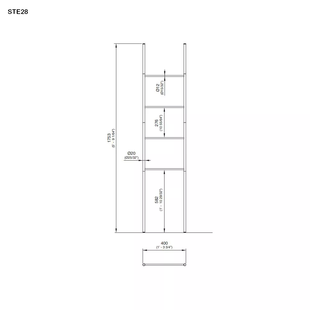 cea STEM Handtuchleiter, H: 175cm, edelstahl satiniert-STE28S