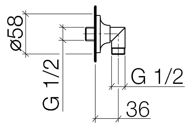 Villeroy & Boch LAFLEUR Wand-Anschlussbogen mit Einzelrosette 1/2”, chrom-28450955-00