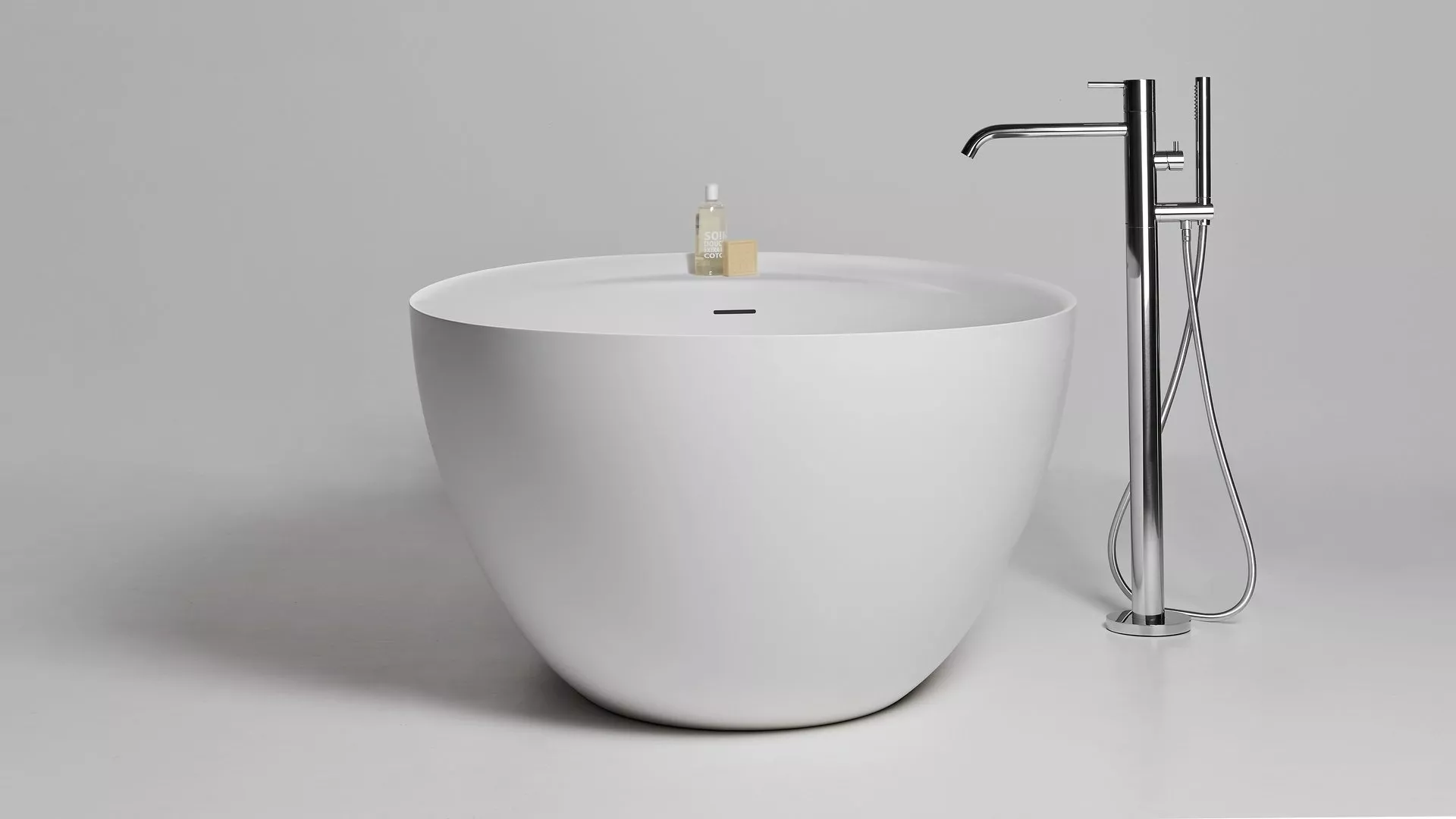 antoniolupi ECLIPSE freistehende Badewanne, 185x95,5x53cm, weiß matt, Ablaufgarnitur edelstahl satiniert-ECLIPSESA