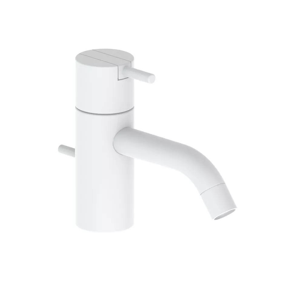 vola HV3 Waschtisch-Einhebelmischer, Höhe:120mm, Ausladung:114mm, mit Ablaufgarnitur, Hebel:25mm, weiß matt-HV3-28