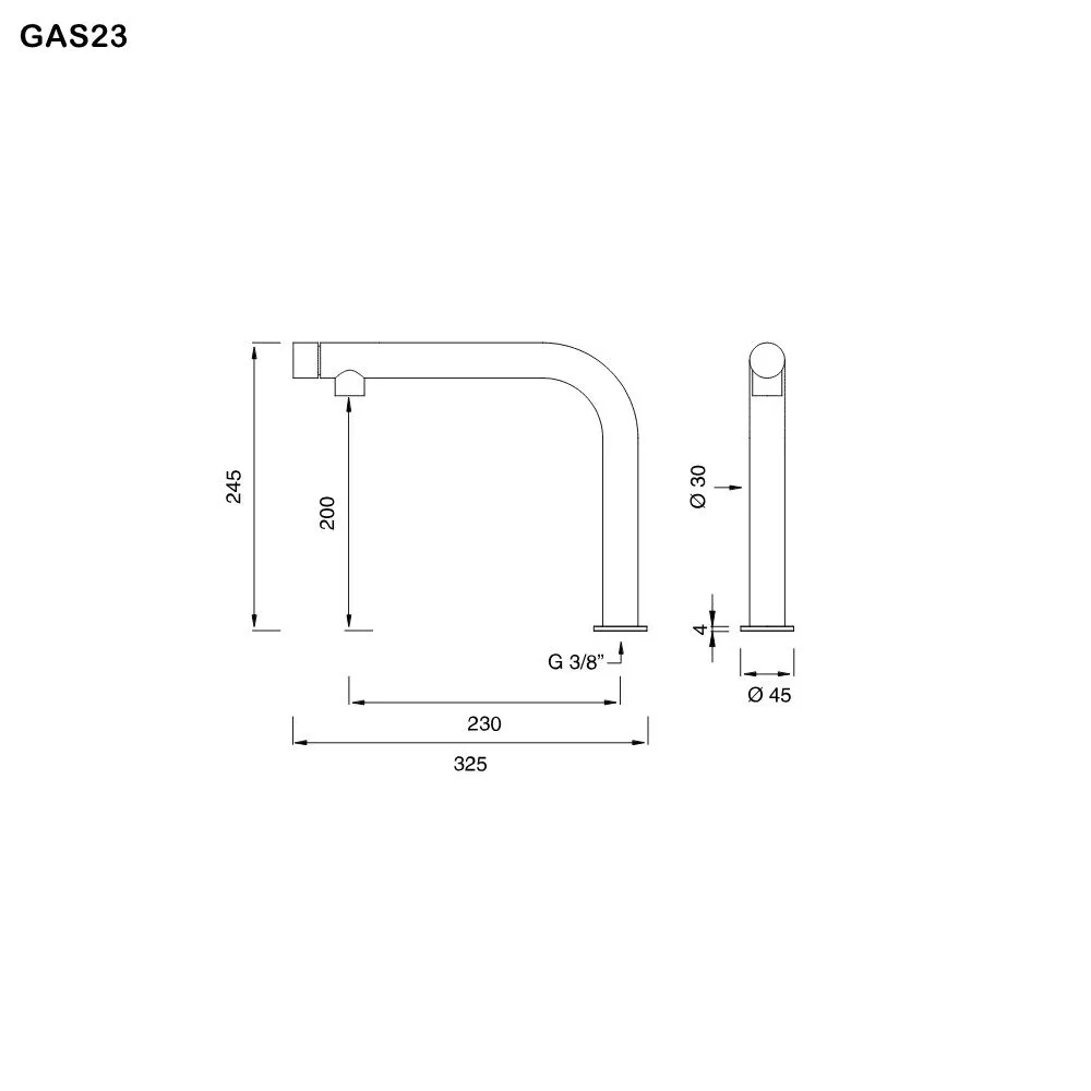 ceadesign GASTONE Einloch-Mischer mit schwenkbarem und abnehmbarem Auslauf zur Unterfenster-Montage, Ausladung: 230mm, edelstahl satiniert-GAS23S