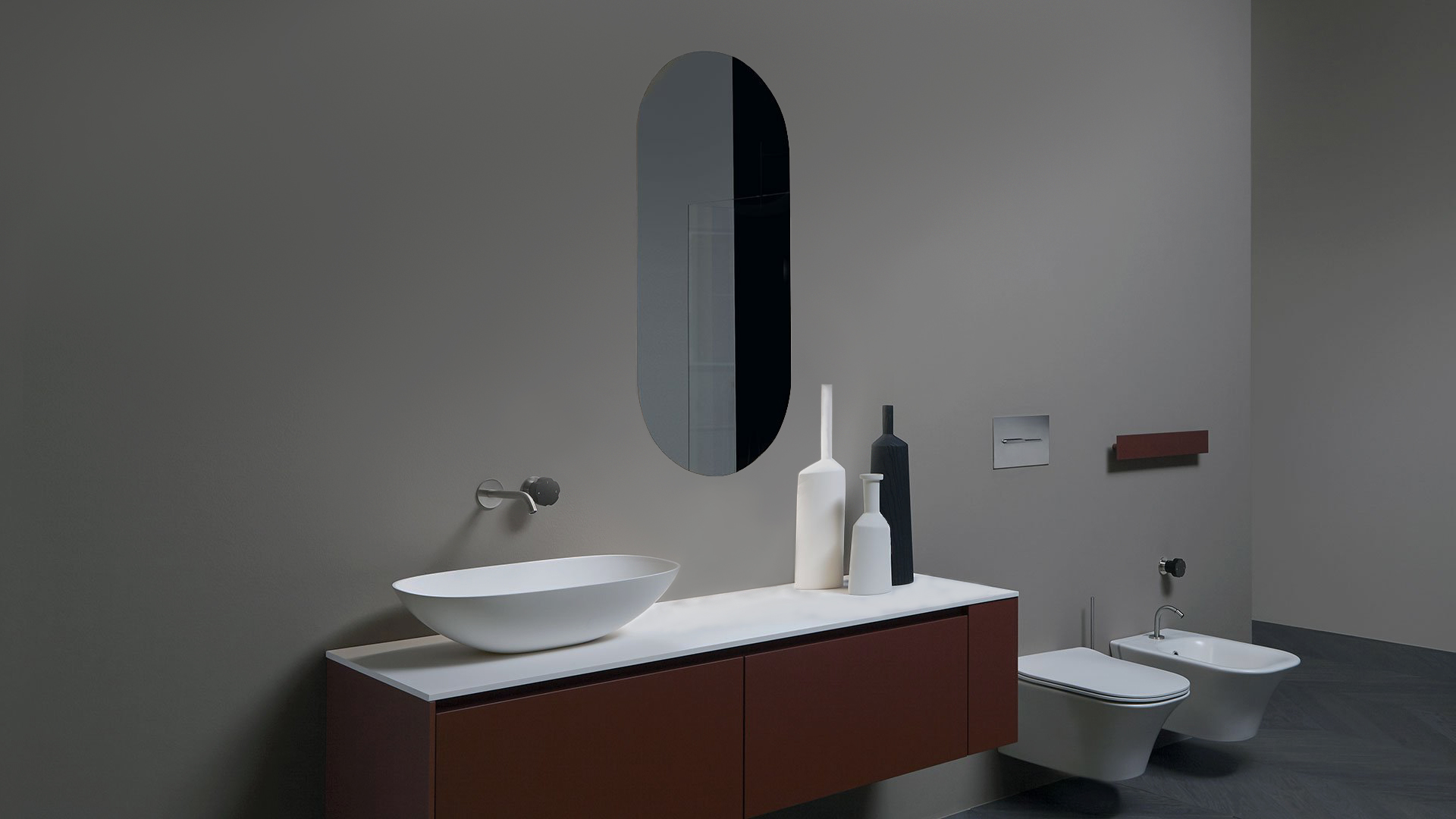 antoniolupi USB Spiegel, Breite: 108cm, Höhe 50cm, oben und unten abgerundet-USB10108