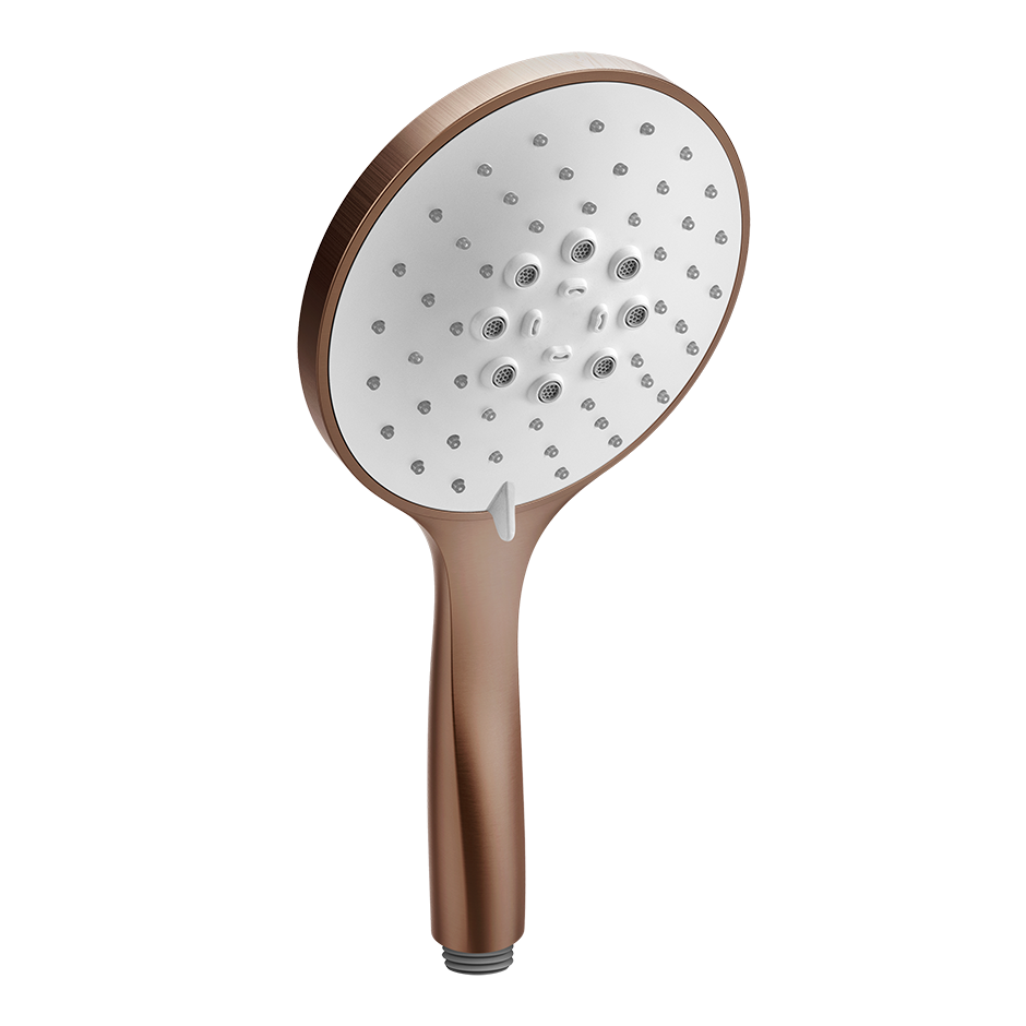 Gessi Antikalk-Handbrause, Durchmesser: 130mm, 3-Strahl, mit weißem Einsatz, bei 3 bar Druck ca. 9 l/min, kupfer gebürstet PVD - 14376708